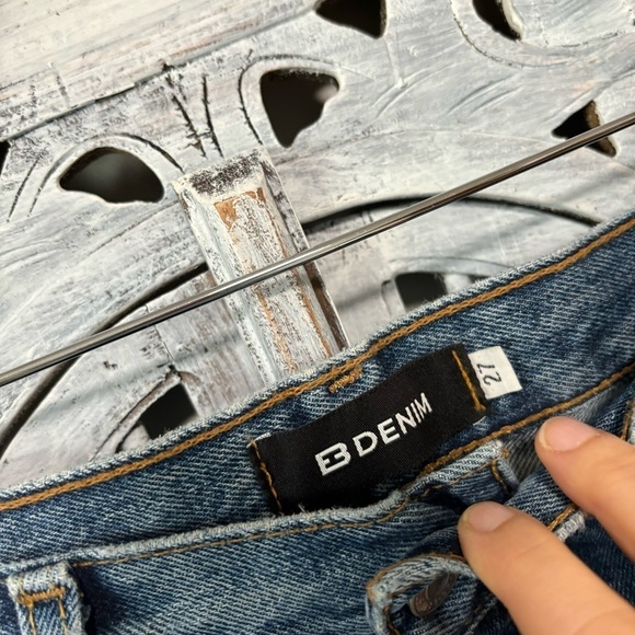 NWT EB Denim Split Hem OGs Vintage Blue 501 Up Cycled High Waist Jeans - Picture 13 of 16